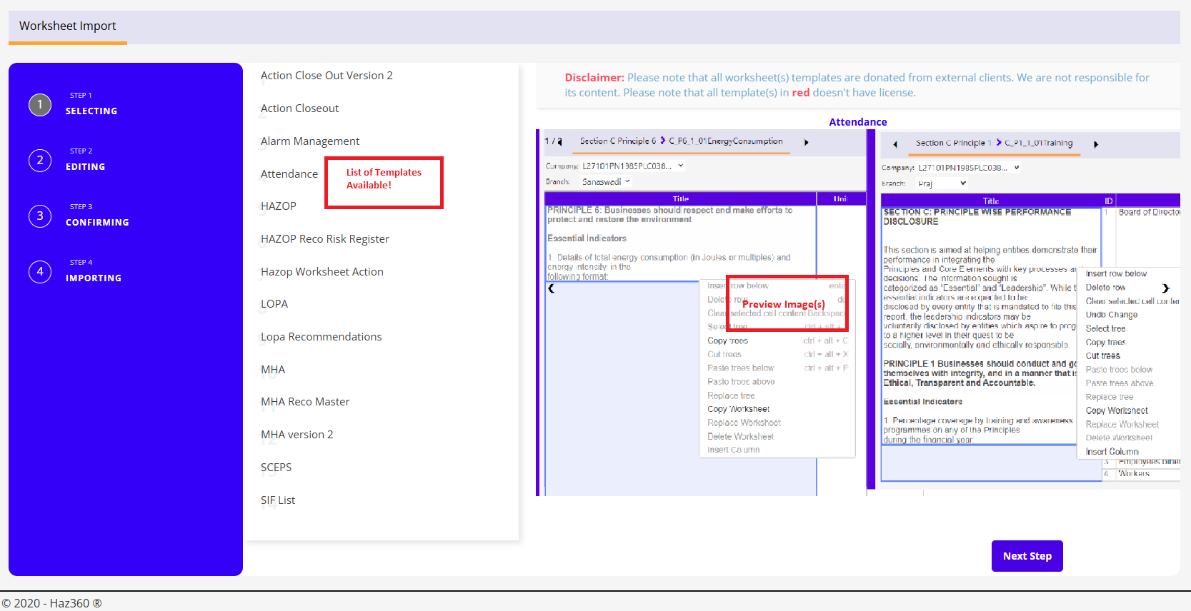 Worksheet Template(s) – Copy/Import